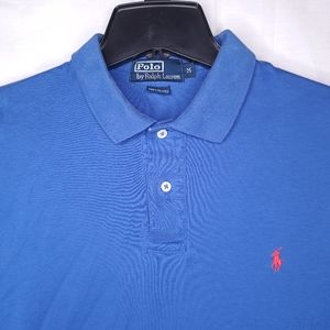 POLO RALPH LAUREN Vintage Men's Blue Classic Short Sleeve Polo Shirt MEDIUM